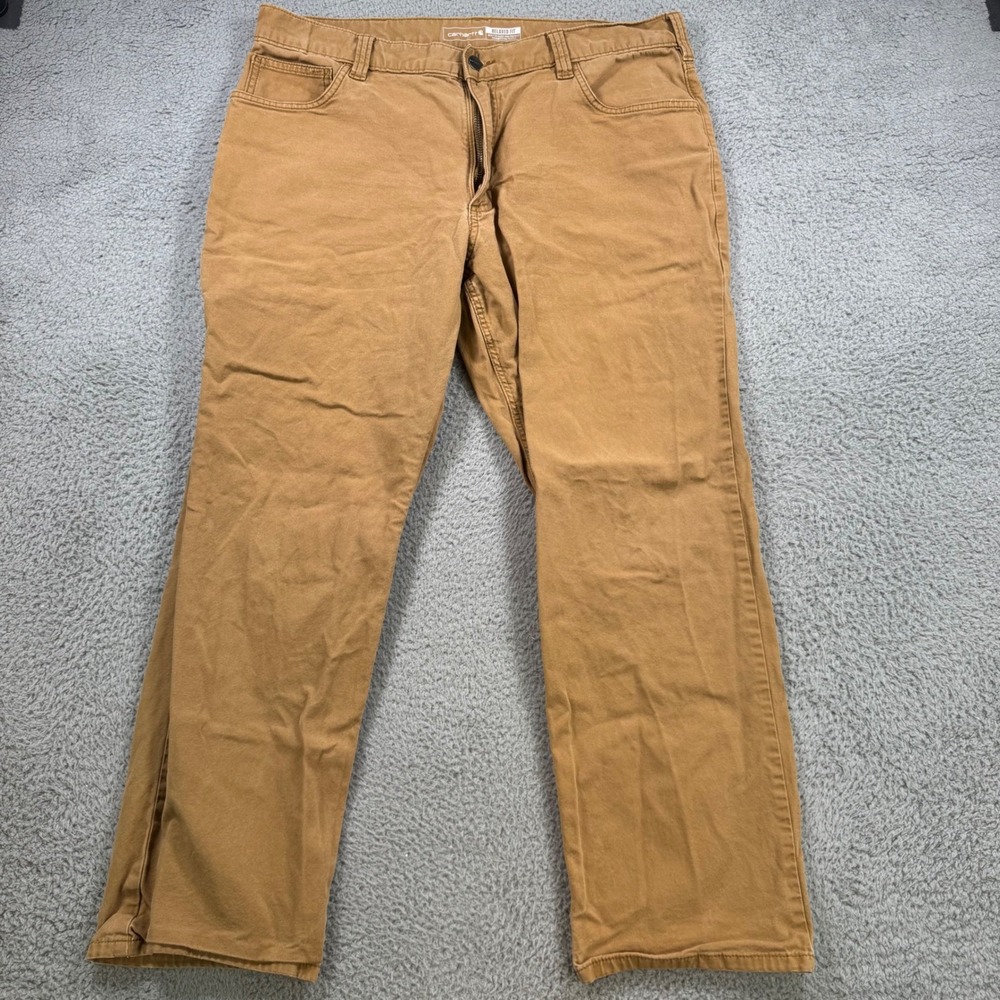 Carhartt Mens 38x28 Brown Relaxed Fit Rugged Flex Canvas Work Pants BN2517-M